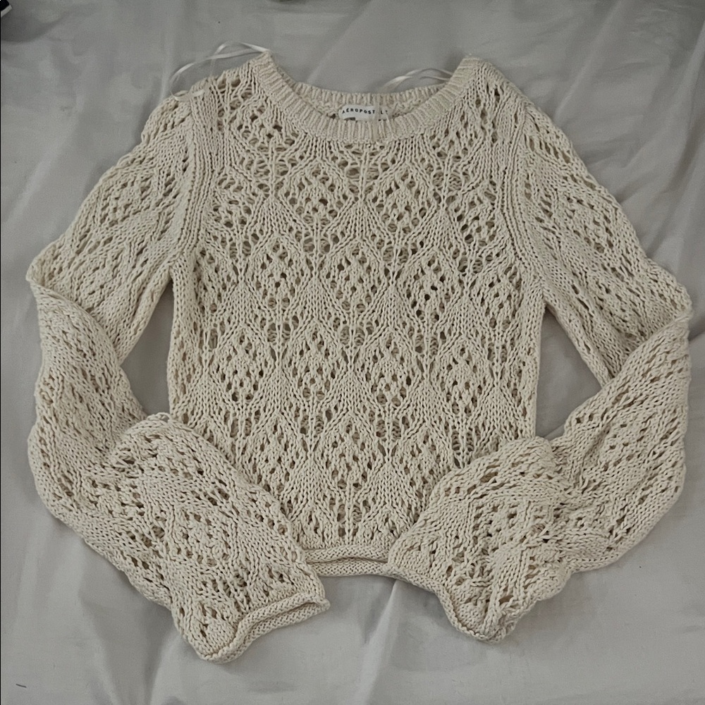 Aeropostale Ivory Cable Knit Sweater